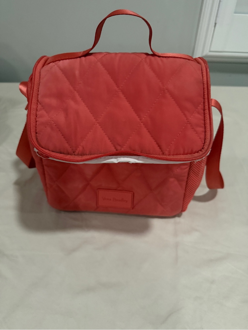 Vera Bradley Quilted Coral Pink Insulated Travel Lunch Bag